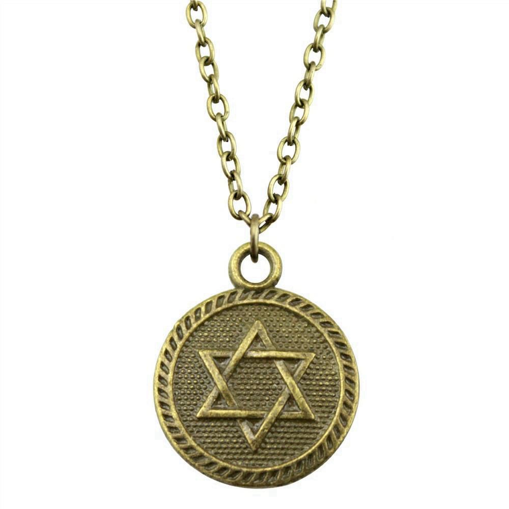 Collana Ciondolo Nodo Celtico Triquetra Stella di Davide Pendente Gioielli Vintage Boho Catena 43cm