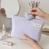 Trousse de maquillage brodée cœur rayé pour femme, sac à cosmétiques portable, fermeture éclair, organisateur de voyage pour maquillage, pochette de rangement pour articles de toilette femme