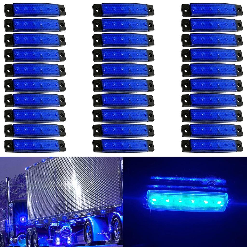 10PCS 12V-24V Led Side Marker Indicator Car Lights Front Rear for Trucks Cab RV Trailer Amber/Red/White/Green/Blue Dome Lights 6
