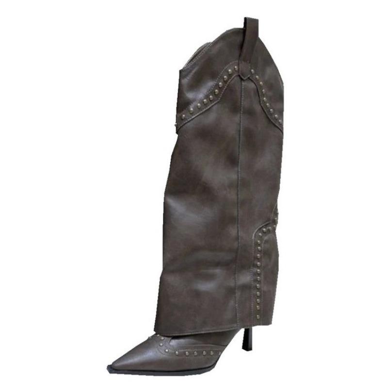 2025 Autumn New High-heeled All-match Tall Boots Skinny Pointed Toe Thigh Boots