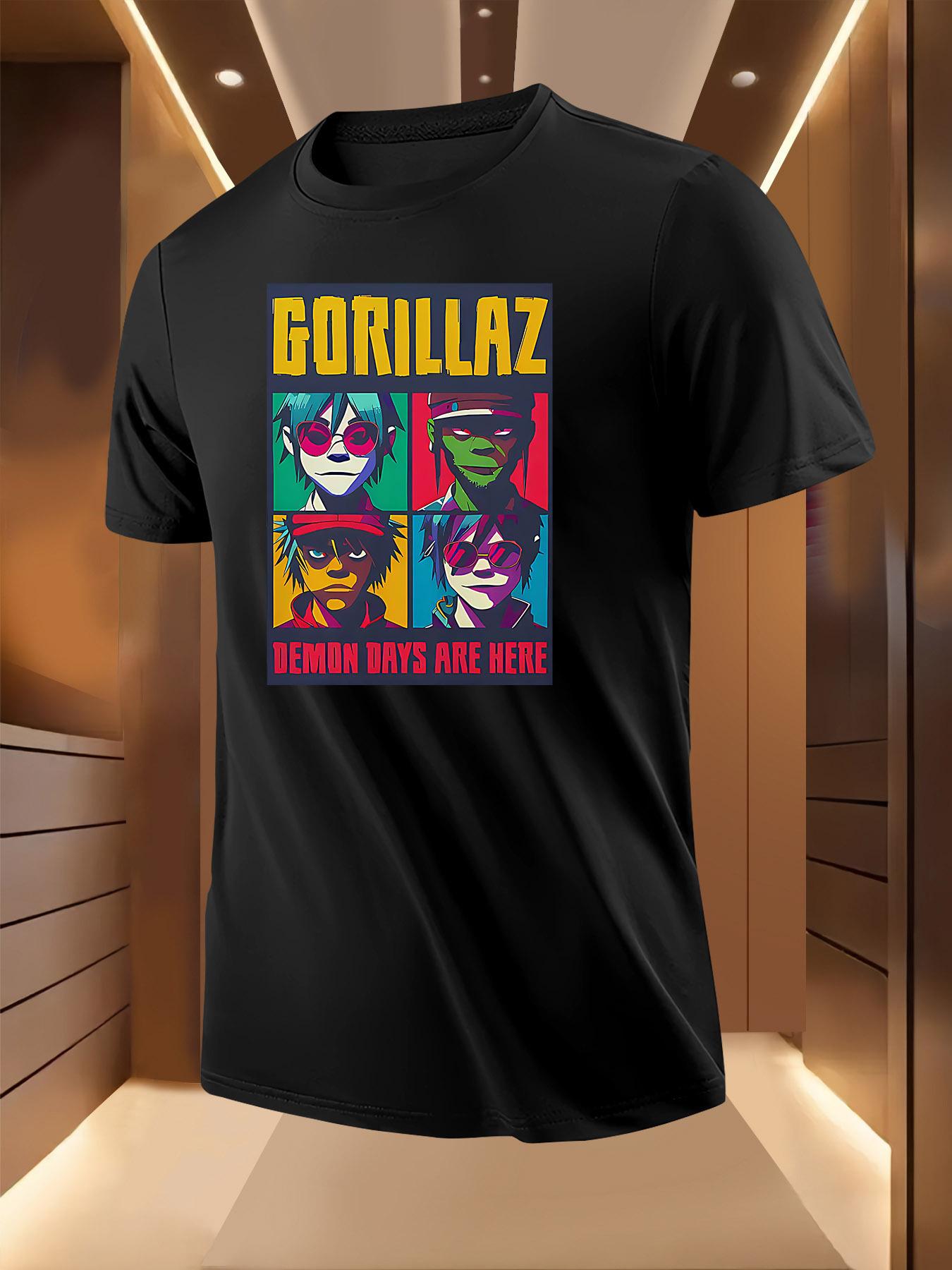 Neon Gorillaz Graphic Tshirt - Casual Short Sleeve Crew Neck XL