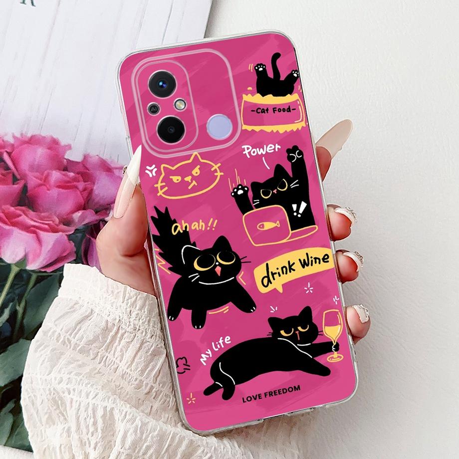 For Xiaomi Redmi 12C Case Cute Cat Luxury Butterfly Painted Cover 6.71'' Soft Silicone Phone Cases For Redmi 12C Redmi12C Fundas