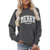 Women's Fashion Long Sleeve Christmas Printed Round Neck Loose Pullover Sweater Top
