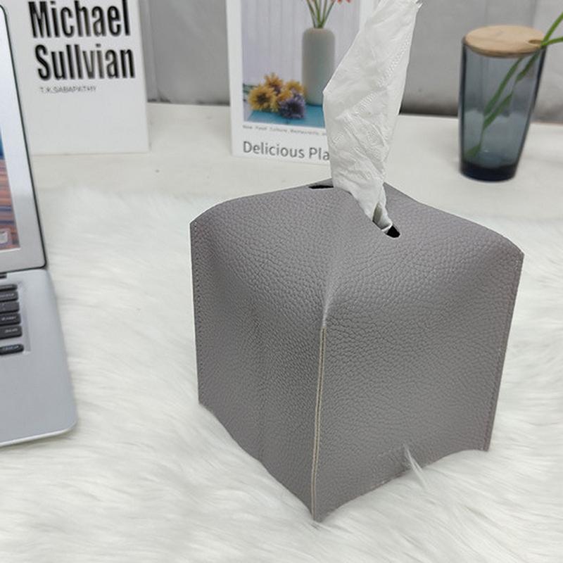 Modern Pu Leather Square Tissue Box Holder Tissue Box Cover Decorative Holder Organizer For Bathroom Bedroom Office Desk Car