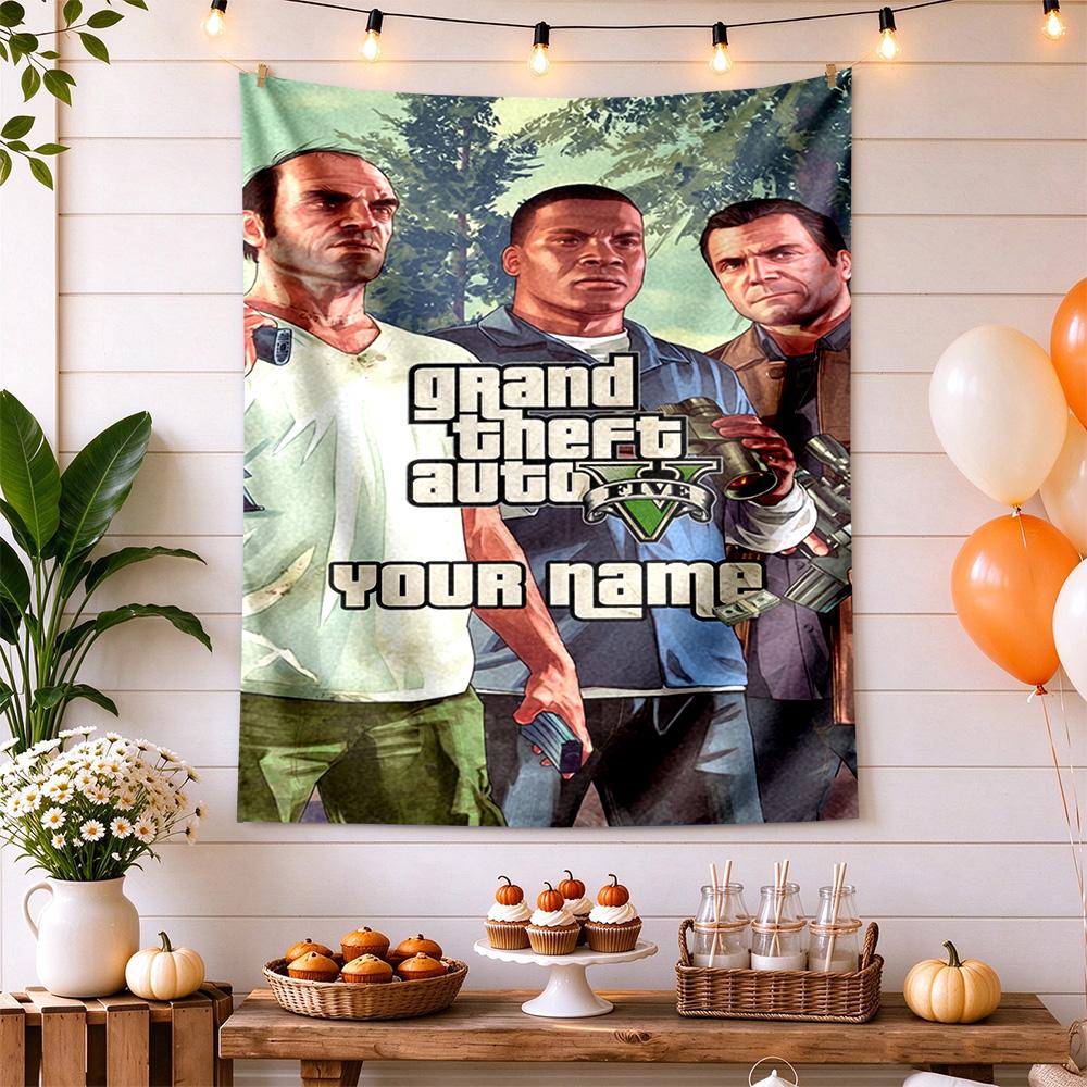 Gta Custom Wall Tapestry Cozy Personalized Tapestry Non-Fading Color Great for Dorm Room Four Seasons Decor Gift for Travel Home Birthdays