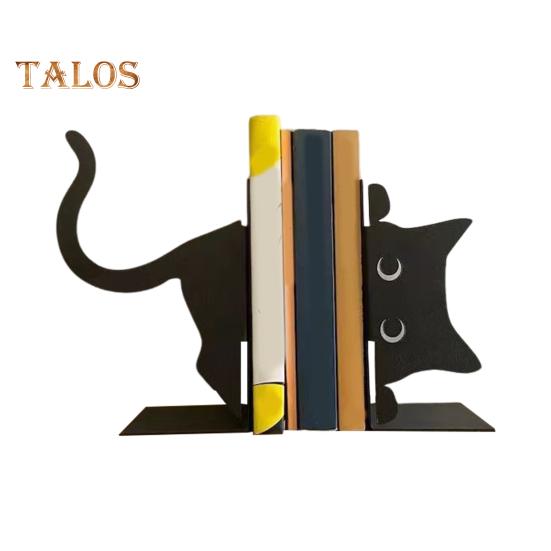 1 Pair Metal Bookends Whimsical Cat Design Decorative Bookends Rounded Edges Book Holders Office Library Decoration