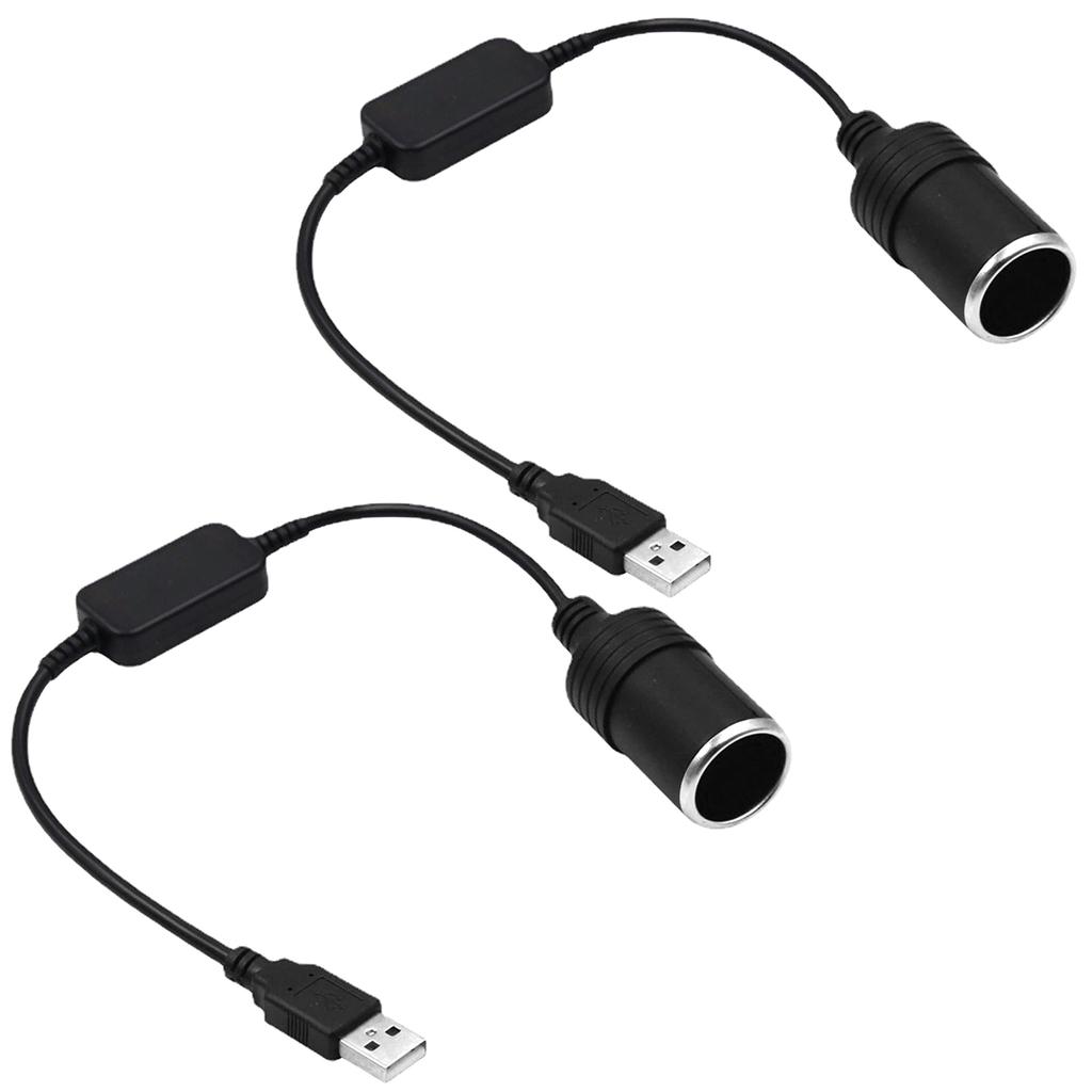 2pcs/set USB Boost Cable 5V Male To 12V Car Cigarette Lighter Socket Female Adapter Cord for Electronics Less Than 12W