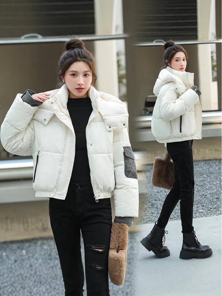 2025 Autumn/Winter Korean Style Versatile Hooded Cotton Jacket