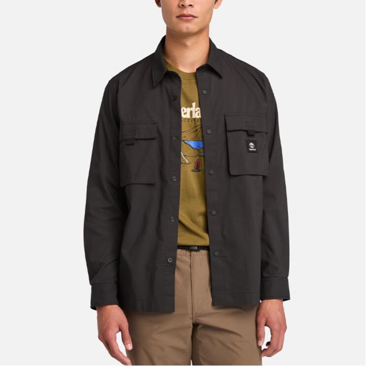 Timberland Outdoor Casual Simple Multi-Pocket Comfortable Solid Color Long Sleeve Shirt Men Shirts Black A68WU-001
