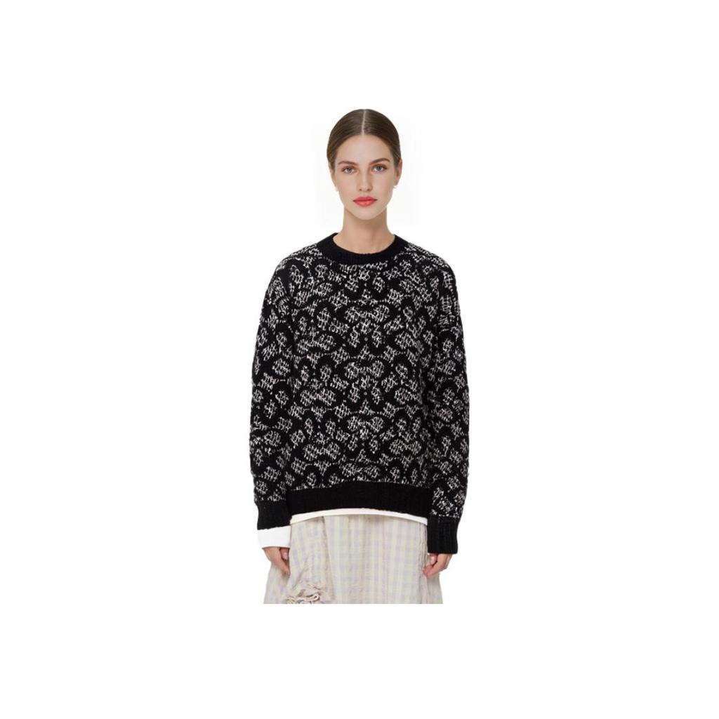 Coach FW22 Pattern Printed Loose Casual Crew Neck Long Sleeve Sweatshirt Women Sweatshirt Black CF886-BK-BR
