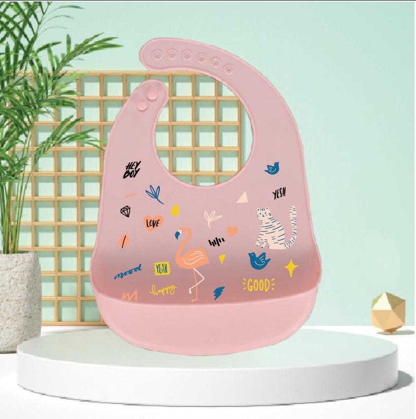 Waterproof Silicone Baby Bib - Large, Wash-Free, Drool & Meal Bib for Newborns and Children