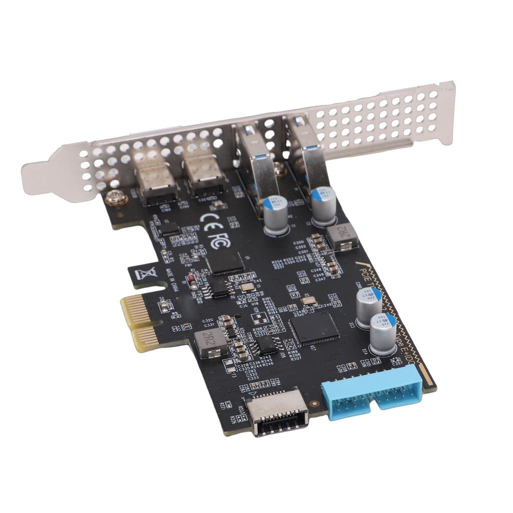 5Gbps PCIE USB Expansion Card with 2 Type C 2 USB 3.0 Type E 19Pin IDC Port PCIE Front Panel Adapter for Desktop PC