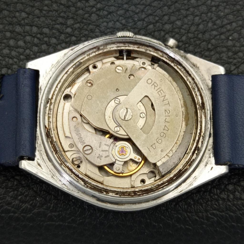 AUTOMATIC VINTAGE ORIENT 46941 JAPAN MENS BLUE COLOR DIAL WATCH a500745-5 R154-a500745