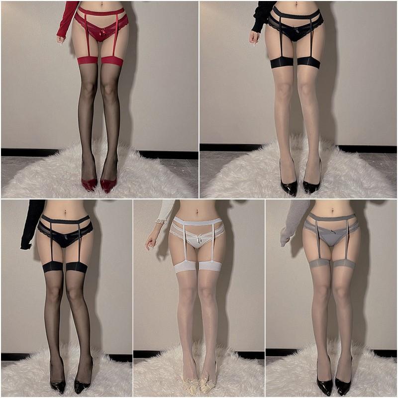 Sex stockings, suspenders, integrated socks, pure desire to splice, Spice Girl stockings, bouncy red-edged black silk stockings