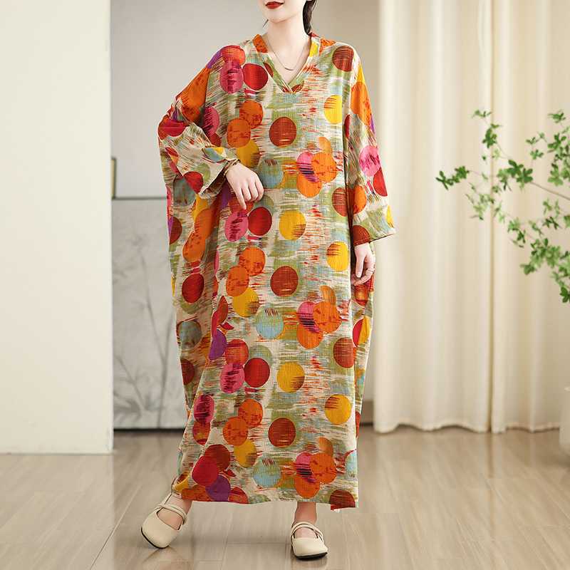 Fustă Lungă Retro de Călătorie Colorată Rochie Bumbac In