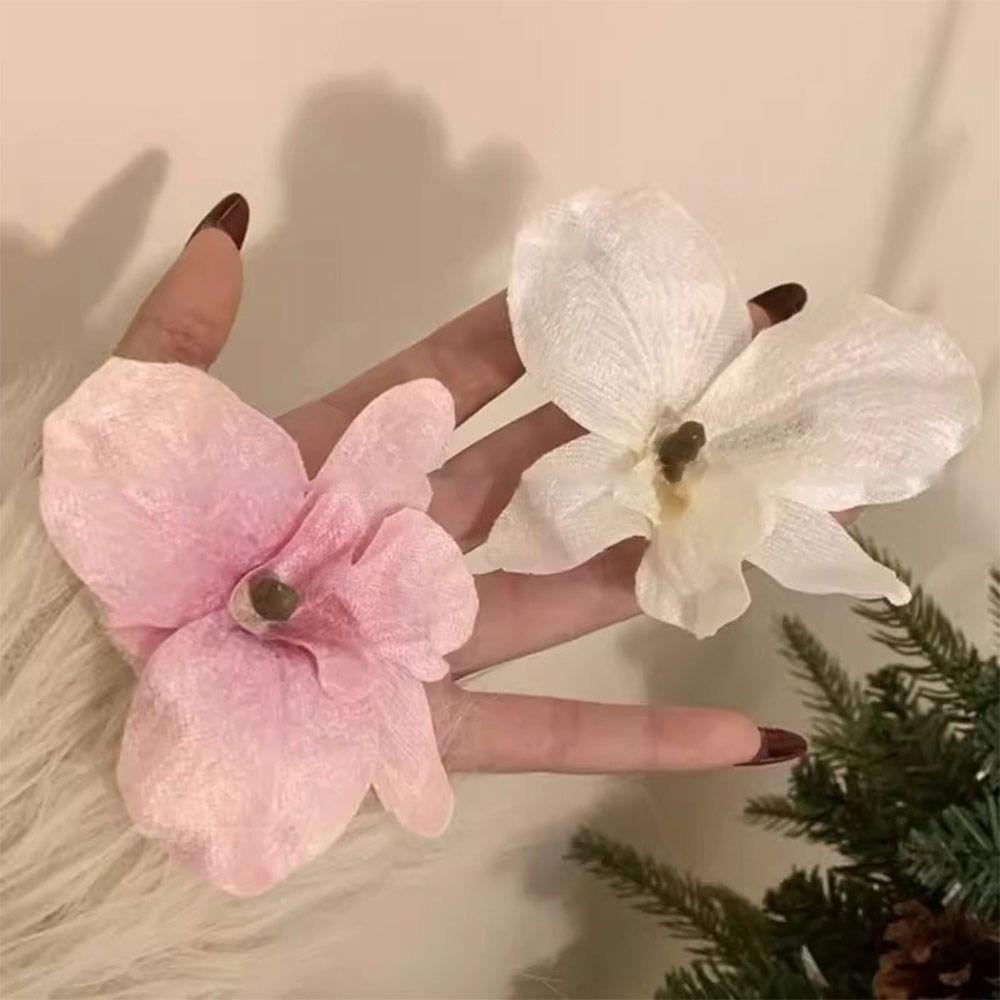 Realistic Orchid Flower Hair Clip Elegant Vacation Photoshoots Props Loose Hair Hairpin Side Clip for Bangs for Women Girls