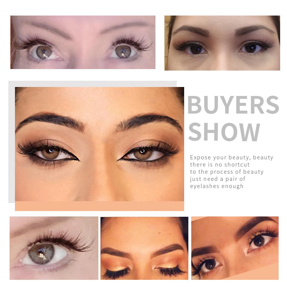 100% Human Hair Lashes Clear & Black Band Wispy Natural Full Strip Lashes Vendors Handmade False Eyelashes