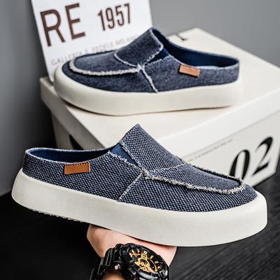 Mode Herren Canvas Schuhe Sommer 2025 Neue Taschenkopf Halbschuhe Atmungsaktiv Bequem Lässige Stoffschuhe Modische Trendschuhe Herren