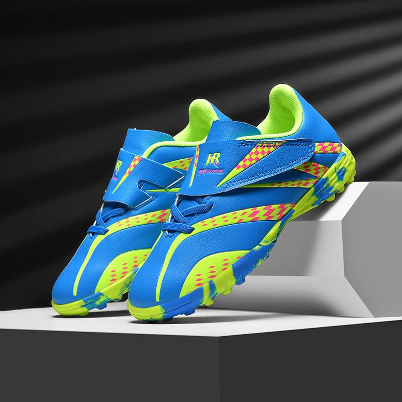 New Velcro + Lace-Up Children's Football Shoes Broken Nails Male and Female Students Primary School Students Competition Training Sports