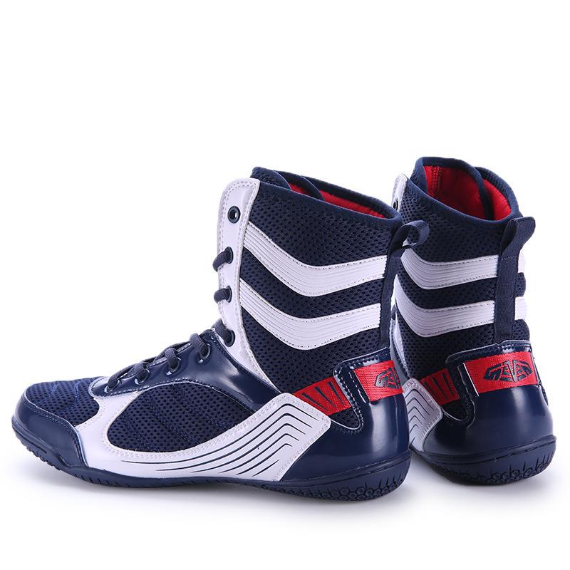 Spring and summer new mesh splicing boxing shoes fashionable men's and women's indoor training shoes high-top fighting shoes