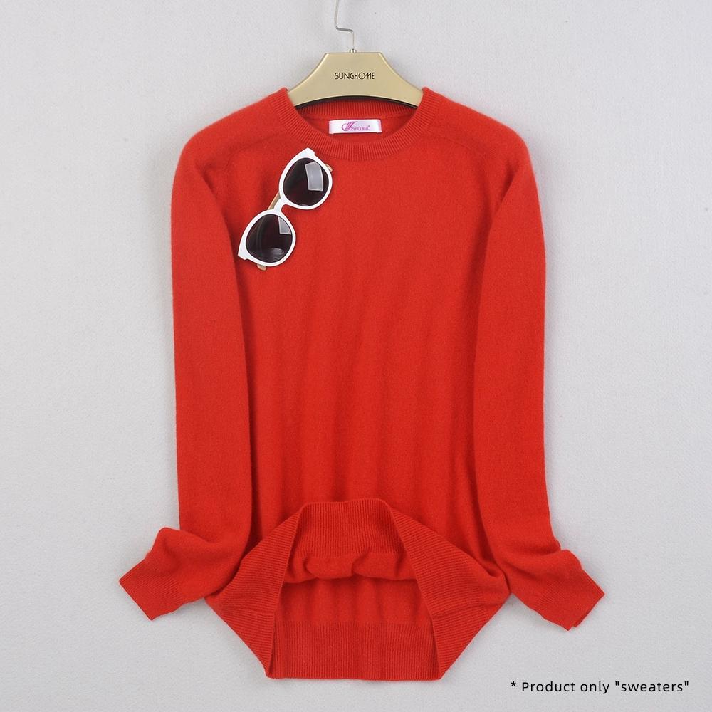 Dámský kašmírový svetr s kulatým výstřihem pro teplo a pohodlí pletený svetr s dlouhým rukávem