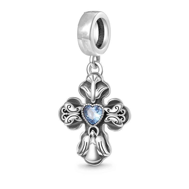 Funkelnder Kreuzanhänger Kreuz & Herz Schutzengel Charms Passend für Original Europäische Armbänder DIY Damenschmuck Geschenk