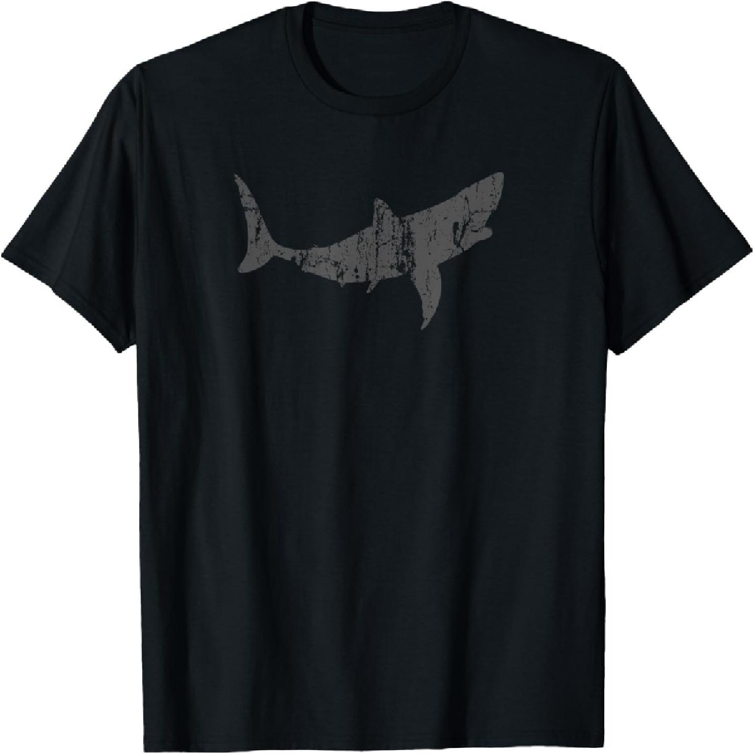 

Great White Shark Vintage Design - Great White Shark Print T-Shirt XXXXXL чорний