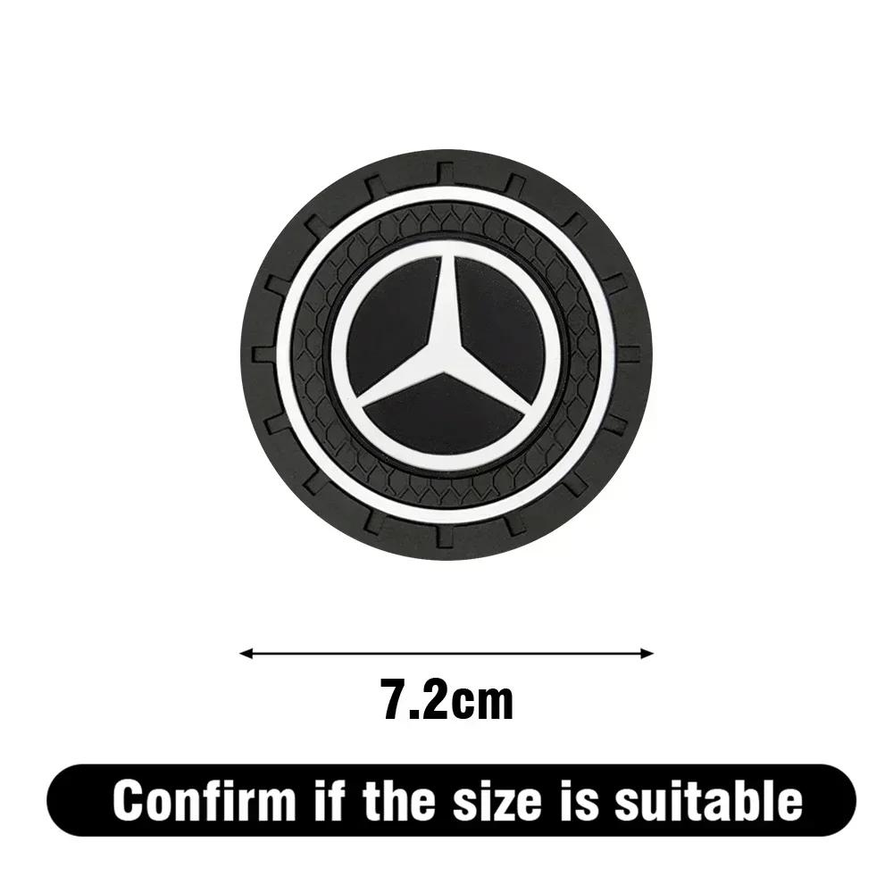 2pcs Silicone Car Coaster Water Cup Bottle Non Slip Pad Anti-Slip Mats For Mercedes Benz AMG C200 C260 C300 W108 W124 W126 W140