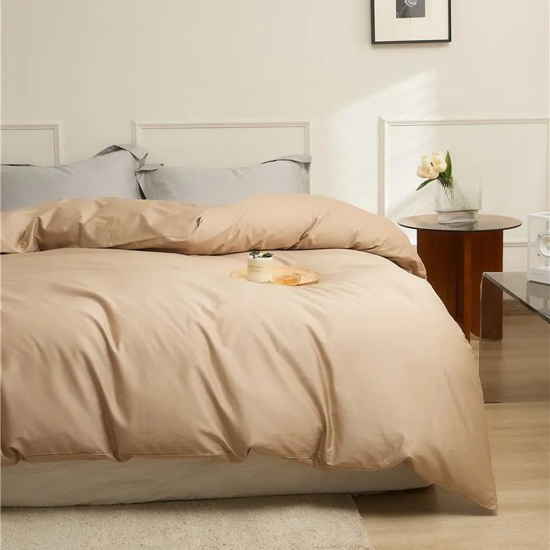 

Nordic 100% Cotton Solid Color Duvet Cover or Sheet or Flat Bed Cover Simple Bedding Set Pillowcase Bedclothes Bedding 90x190x20cm Fitted