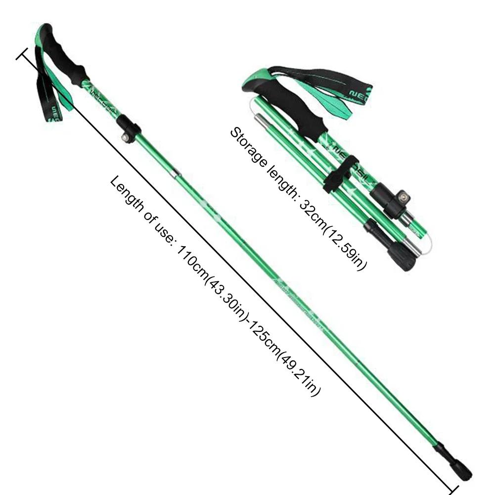 5-Section Outdoor Climbing Poles Aluminium Alloy Telescopic Travel Hiking Stick Non-Slip Handle Lightweight Mountaineering Tools