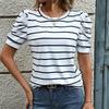 Summer Striped Pullover Tee Women's Tops Casual Sleeve T-shirt Women
