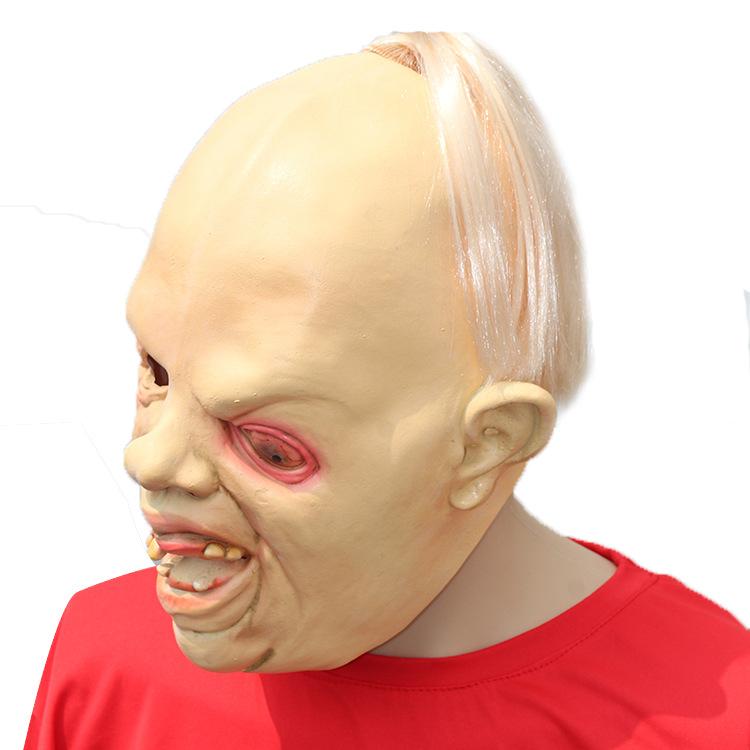 Halloween horror mask, cross-eyed monster, scary latex headgear, party, bar, escape room, performance prop