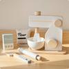Wooden Toy Blender Tabletop Pretend Play Educational Mixer with Accessories for Young