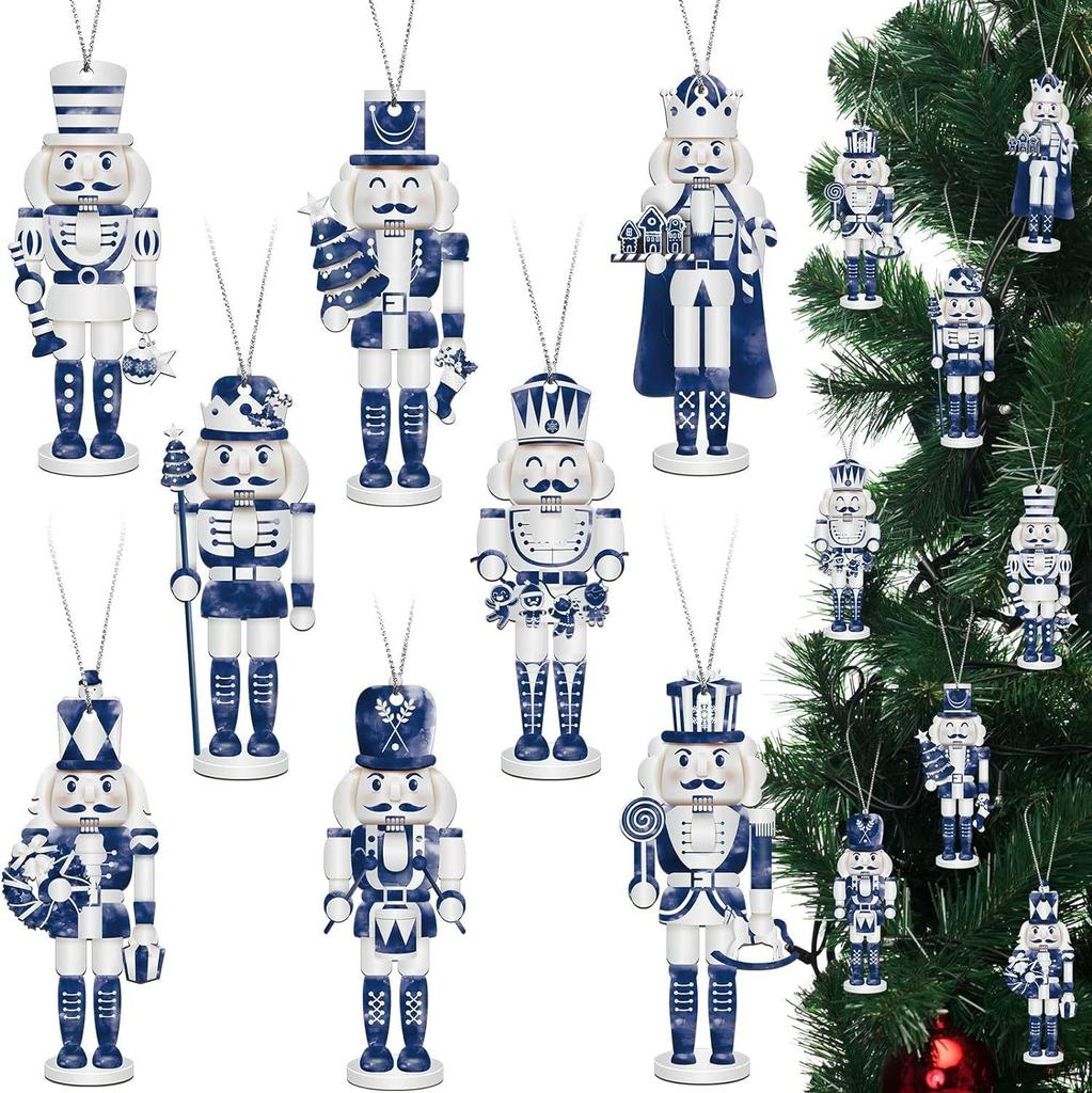 1 Set Vintage Christmas Wooden Craft Nutcracker Pendants Party Decoration Xmas Tree Hanging Ornament Kids Gift Home Supplies