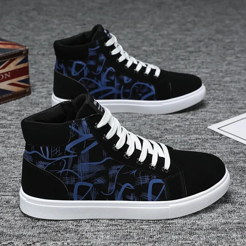 Fashion Men Sneakers High Top Canvas Shoes Men Fashion Platform Casual Shoes 2025 New Leisure Vulcanized Shoes Plus Size 48 Tenis Hombre