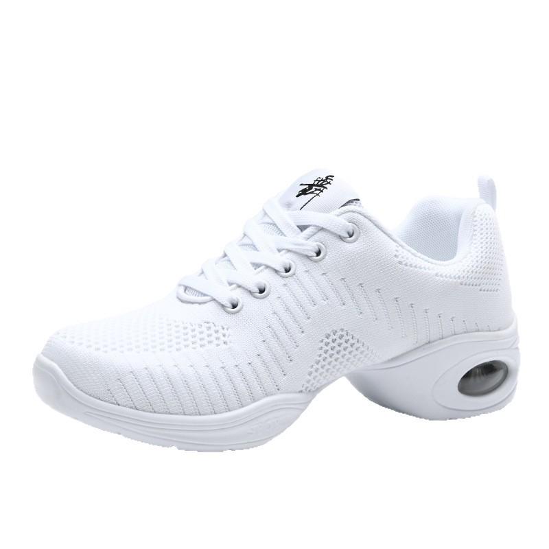 Women's Mid-Heel Flyknit Dance Shoes - Soft Sole Square Dance & Fitness Footwear