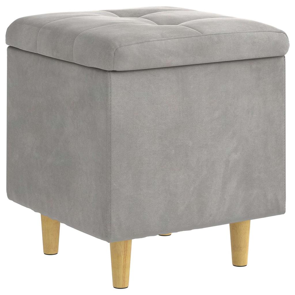 Storage Ottoman with Cushion Light Grey 40 x 40 x 45 cm Velvet
