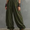 Women's Smocked Waist Harem Pants Loose Balloon Trousers Ruffle Ankle Casual Summer Pants