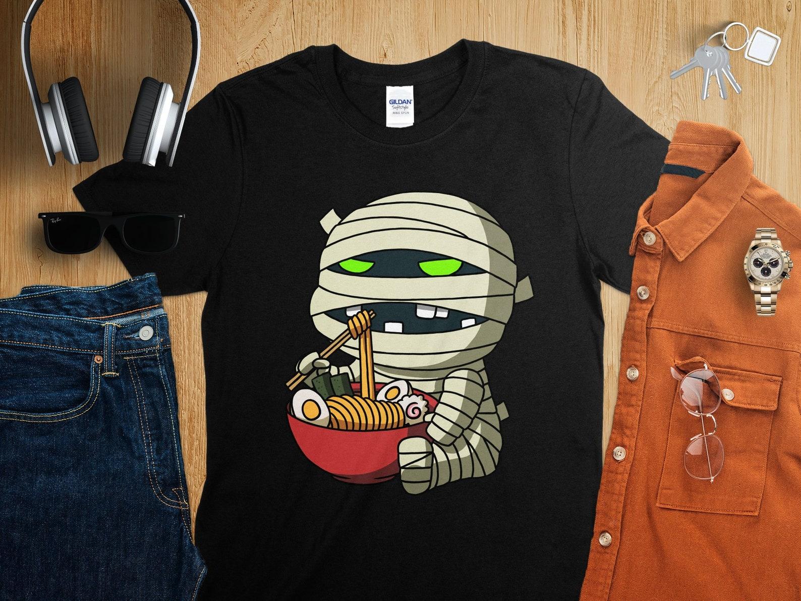 Kawaii Anime Mummy Halloween Asian Noodles Japanese Ramen Shirt, Anime Shirt, Ramen T-Shirt, Japan Art 4XL