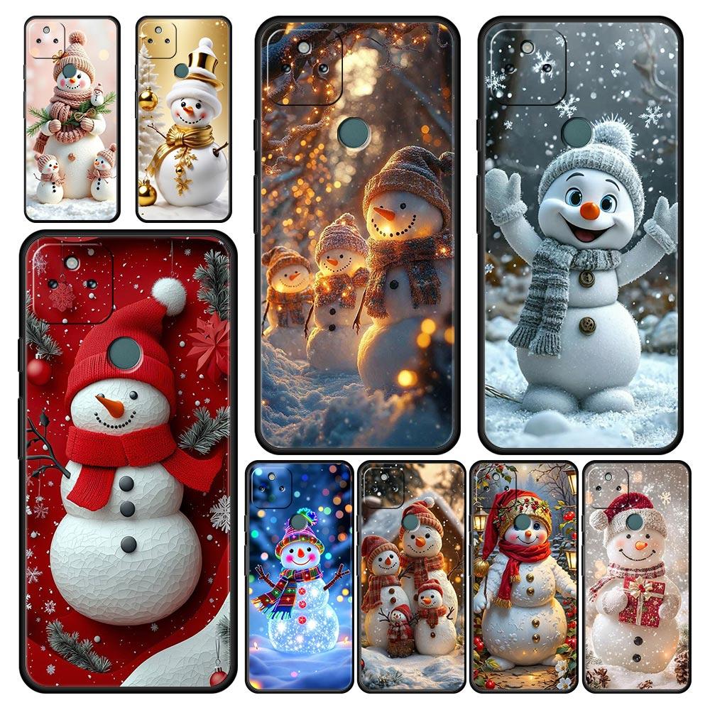 Christmas Snowman Phone Case Cover for Google Pixel 10 9 8 7 6 9A 8A 7A 6A Pro Shockproof Soft TPU 9 Pro XL Shell Capas Fundas