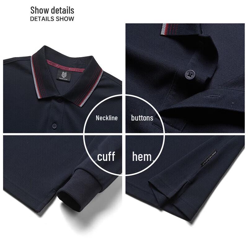Septwolves Men's Spring Business Casual Long-Sleeve Polo T-Shirt