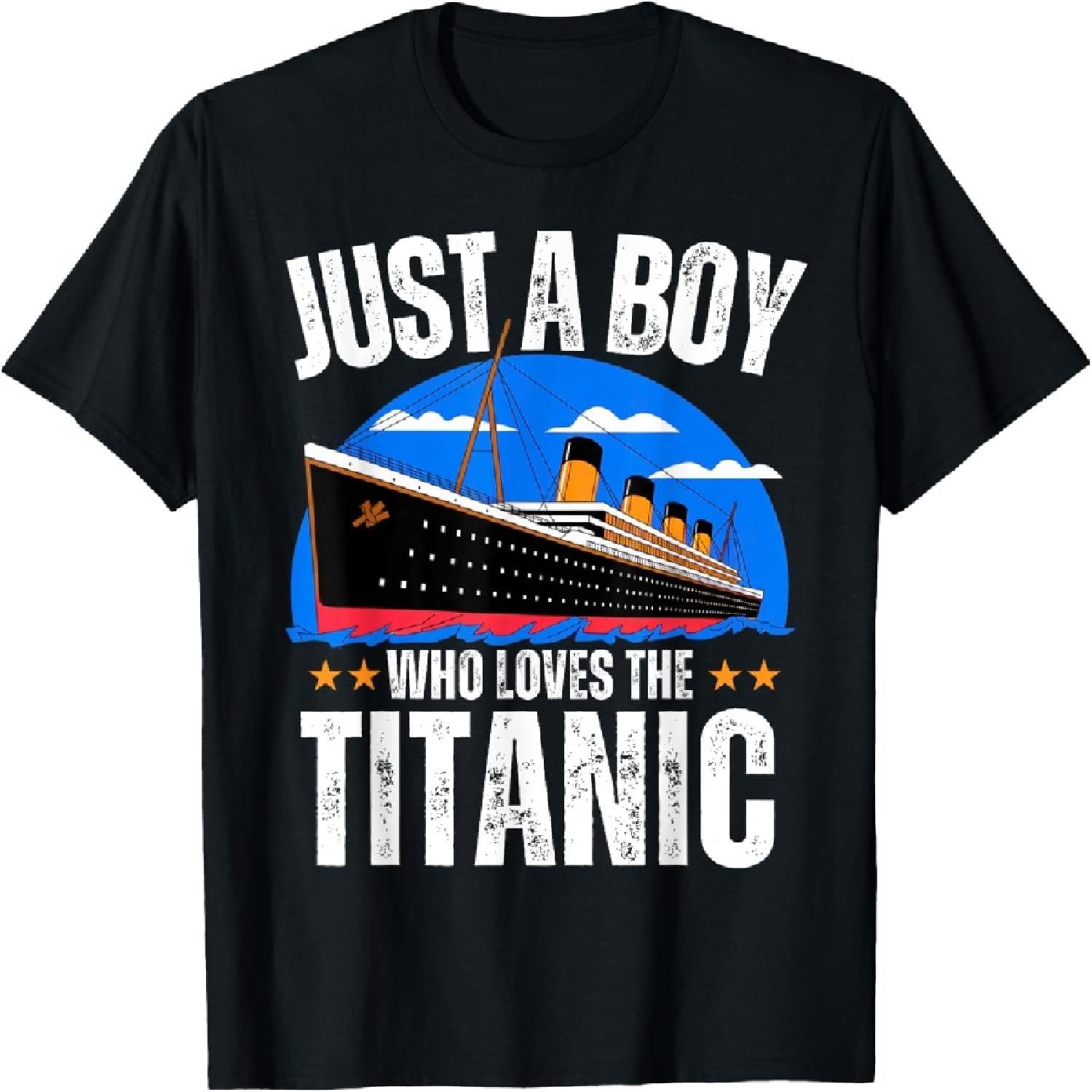 Просто мальчик, который любит корабль RMS Titanic Футболка для любителей Титаника XXXXXL чёрный