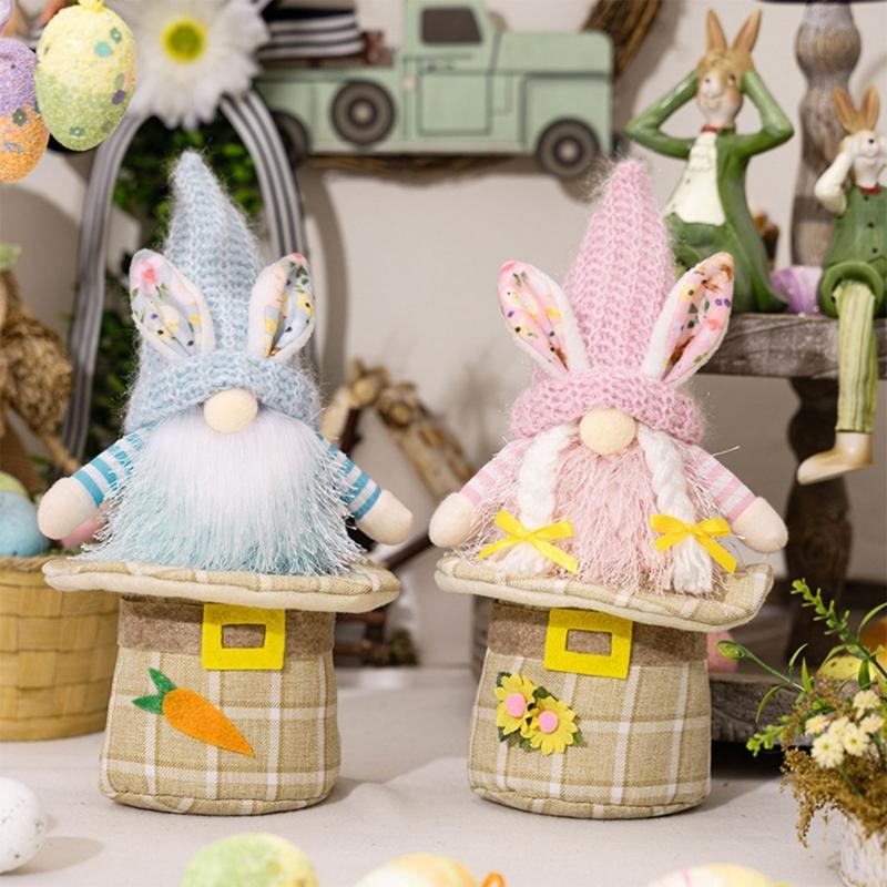 Easter Decorations Handmade Spring Easter Gnome Plush Doll Top Hat Bottom Easter Gift for Women Men Spring Ornaments