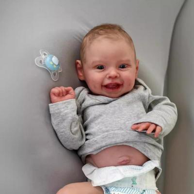 Whole Body Reborn Boy Dolls Harper 50Cm Silicone Can Shower Smiling Face with Dimples Cute Baby Girl Dolls 3D Painting Skin Realistic Simulation Doll