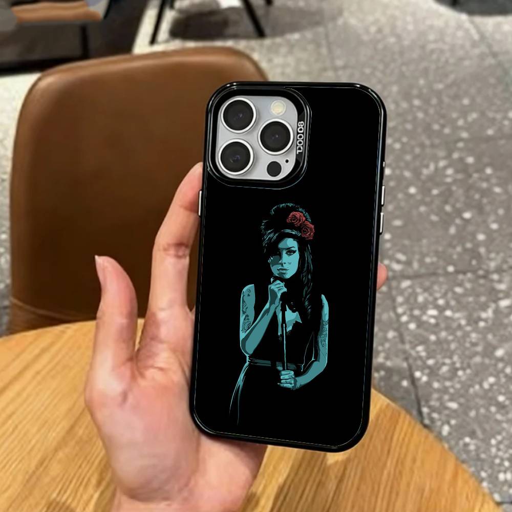 Amy W-Winehouse Handyhülle Für iPhone17,16,15,14,13,12,11 Plus,Pro Max Farbe Silber Beschichtet Innere Abdeckung