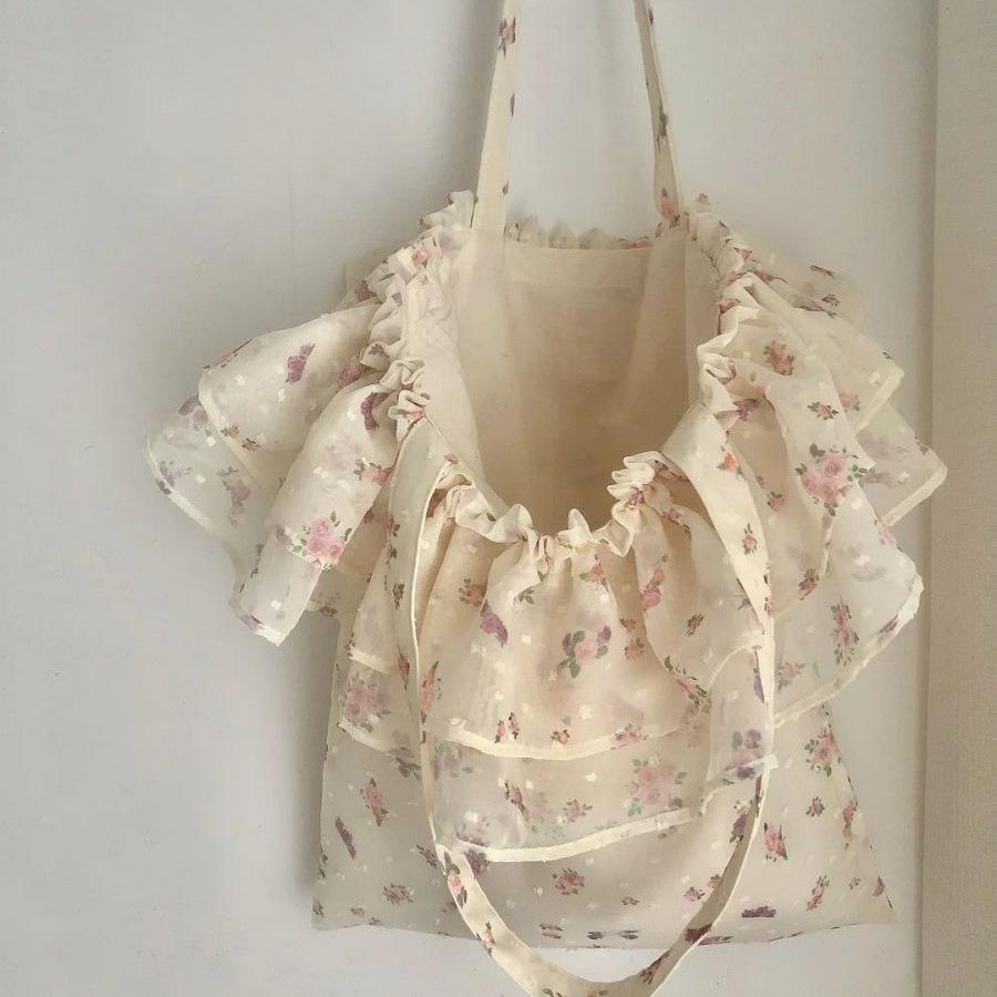 

[Магазин Горячая Распродажа] Японский 2025 Весна Новый Французская Вышивка Роза Лента Кружево Лист Лотоса Портативная Сумка-Мессенджер