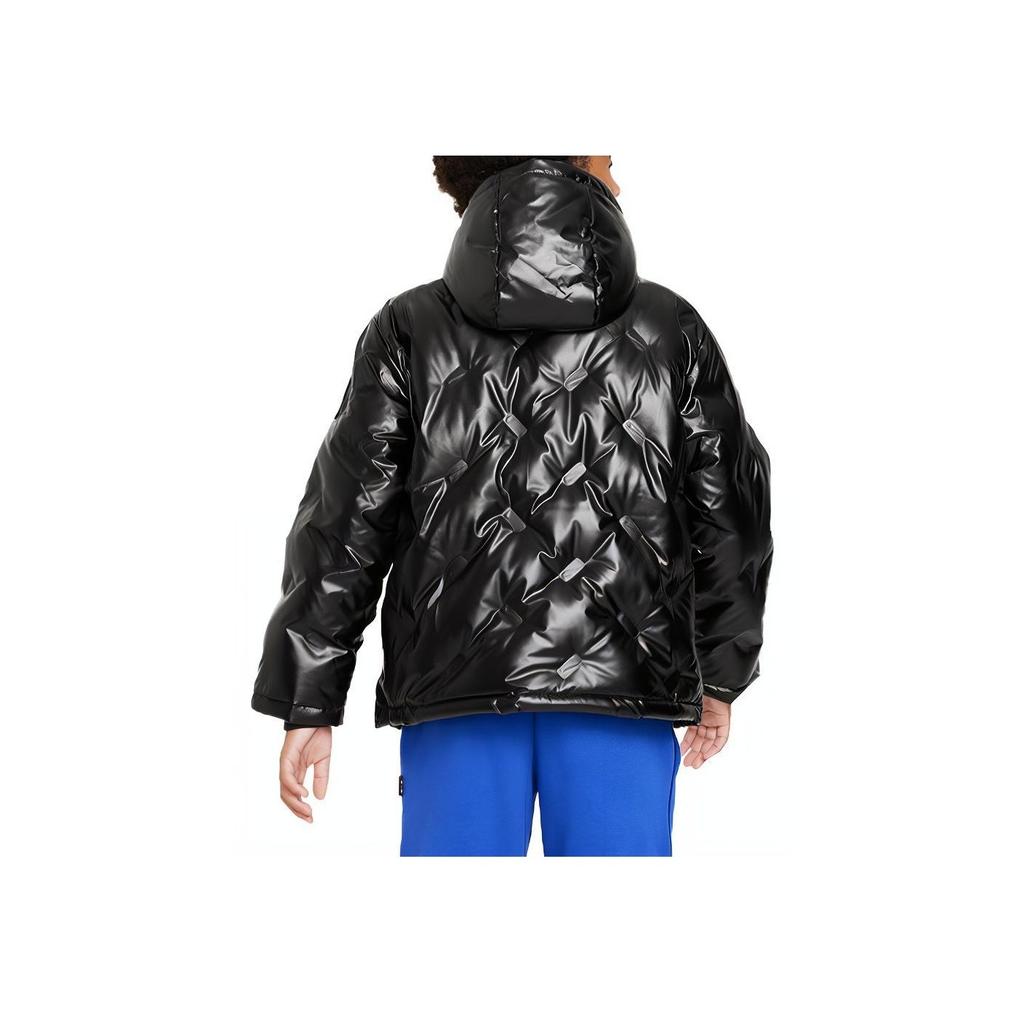 Nike Down Jacket Kids Solid Color Logo Fleece Warm Black Kids Jackets FZ6221-010