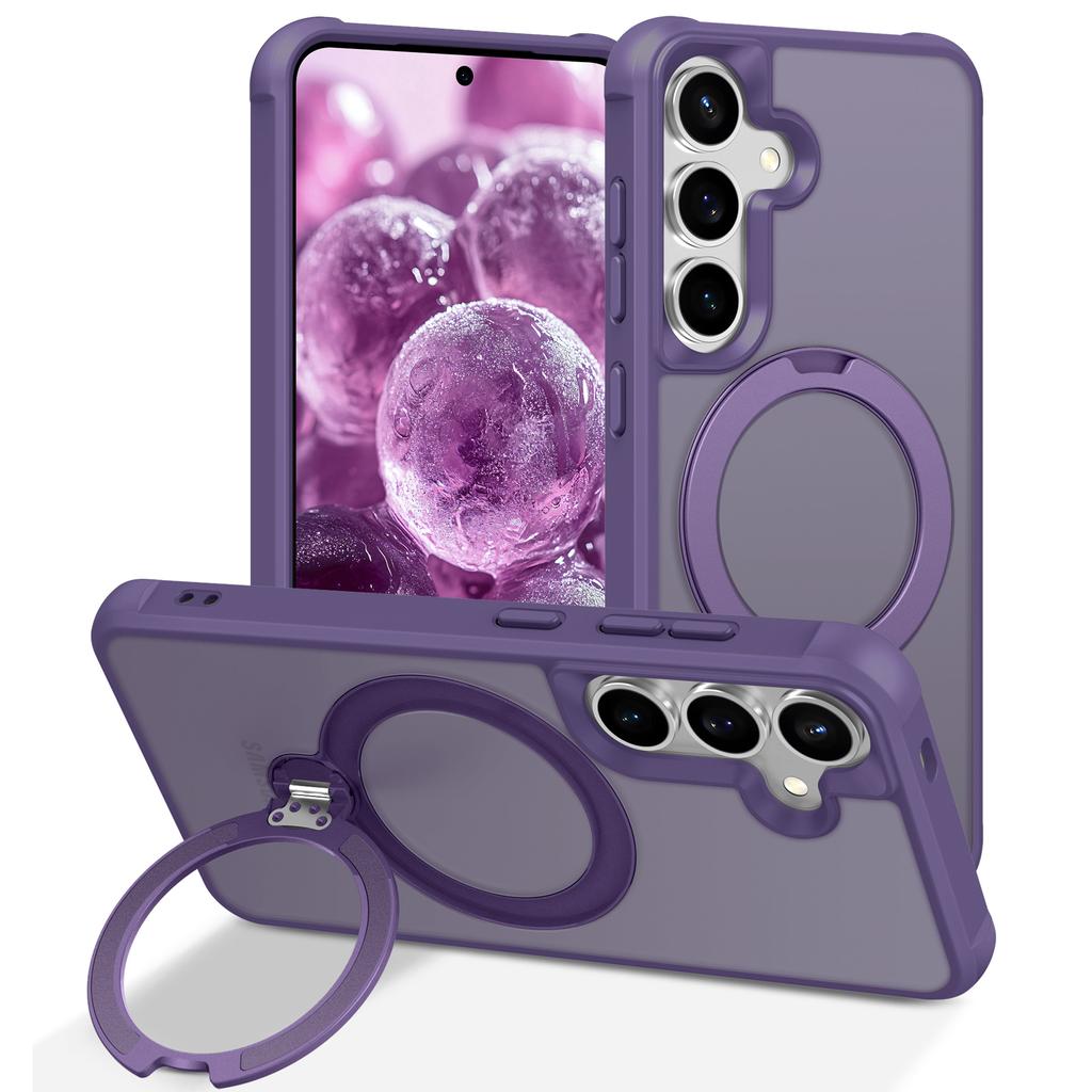 For Samsung Galaxy S24+ Magnetic Case Kickstand TPU PC Shockproof Phone Back Cover