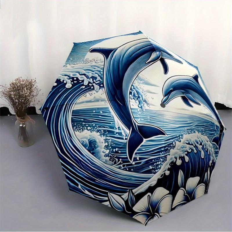 1pc Ocean Waves Automatic Open/close, All-Season Portable Folding Umbrella, Travel, Everyday, Formal Events138