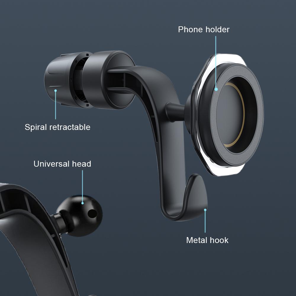 Car Headrest Hidden Hook 360-Degree Rotation Easy To Install Adjustable Hanger Rear Hook Cell Phone Holder Car Interior Organizer
